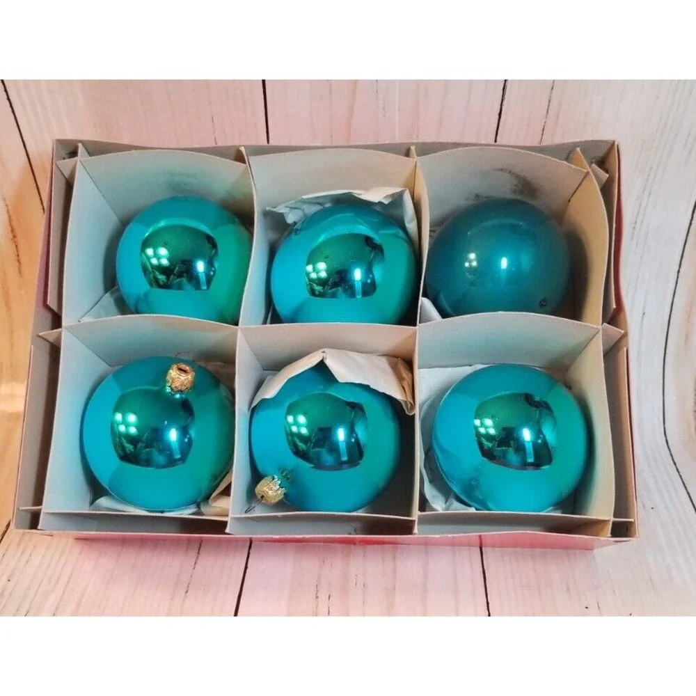Vintage Glass Holiday Ornaments West Germany Original Box Approx. 3